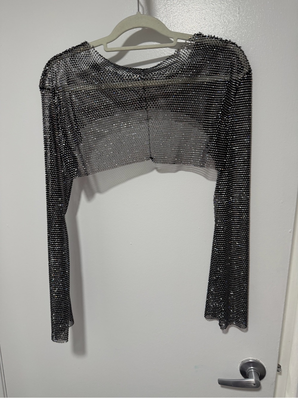 NWOT Mesh Rhinestone Crop Top - Picture 11 of 11